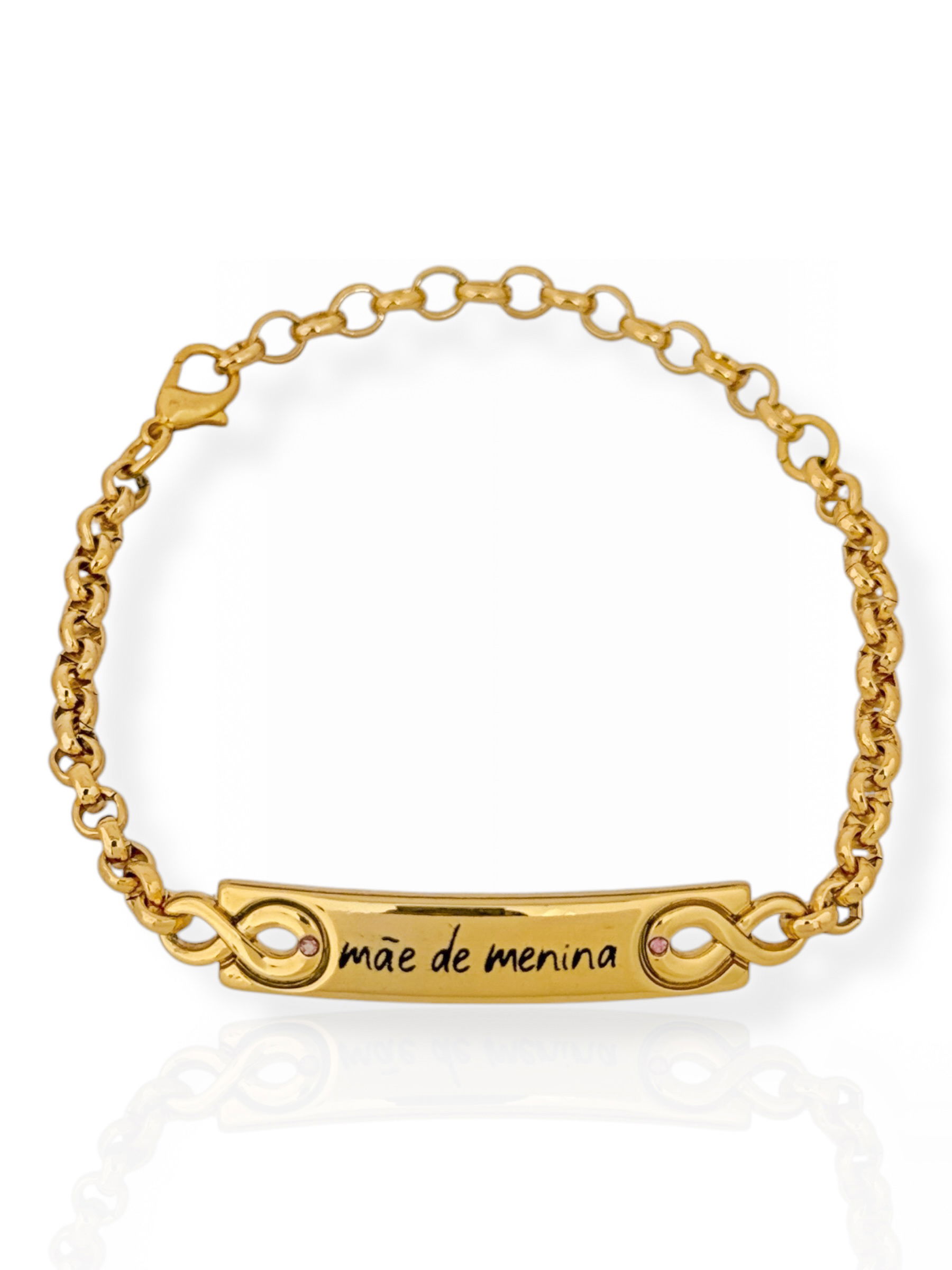 Pulseira Semi Joia Plaquinha ' Mãe de Menina'