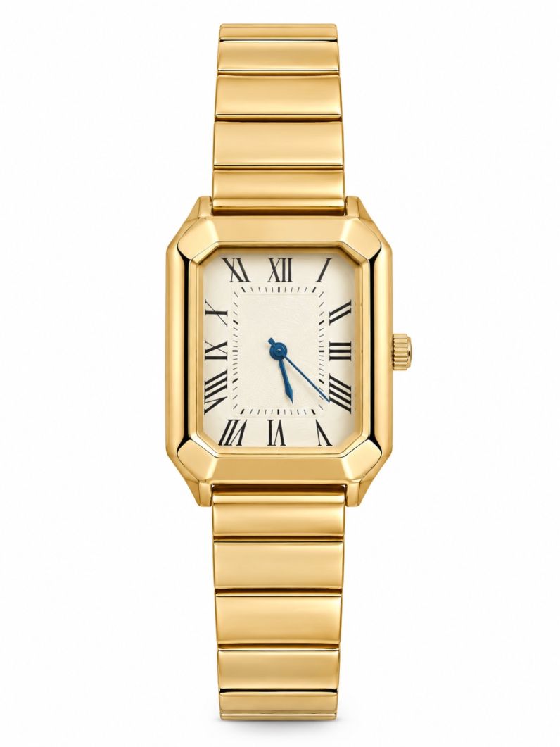 Relógio Caroline - Design Dourado e Branco