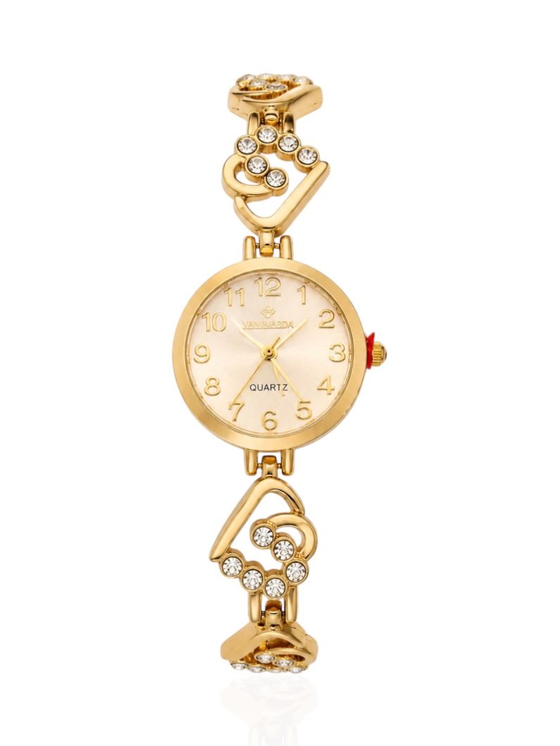 Relógio Caroline - Design Dourado e Branco
