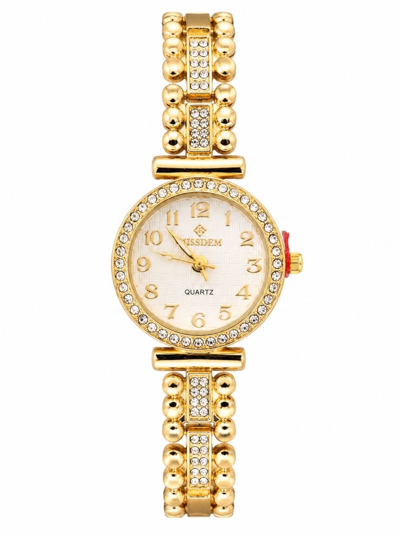 Relógio Katie - Design Dourado e Branco