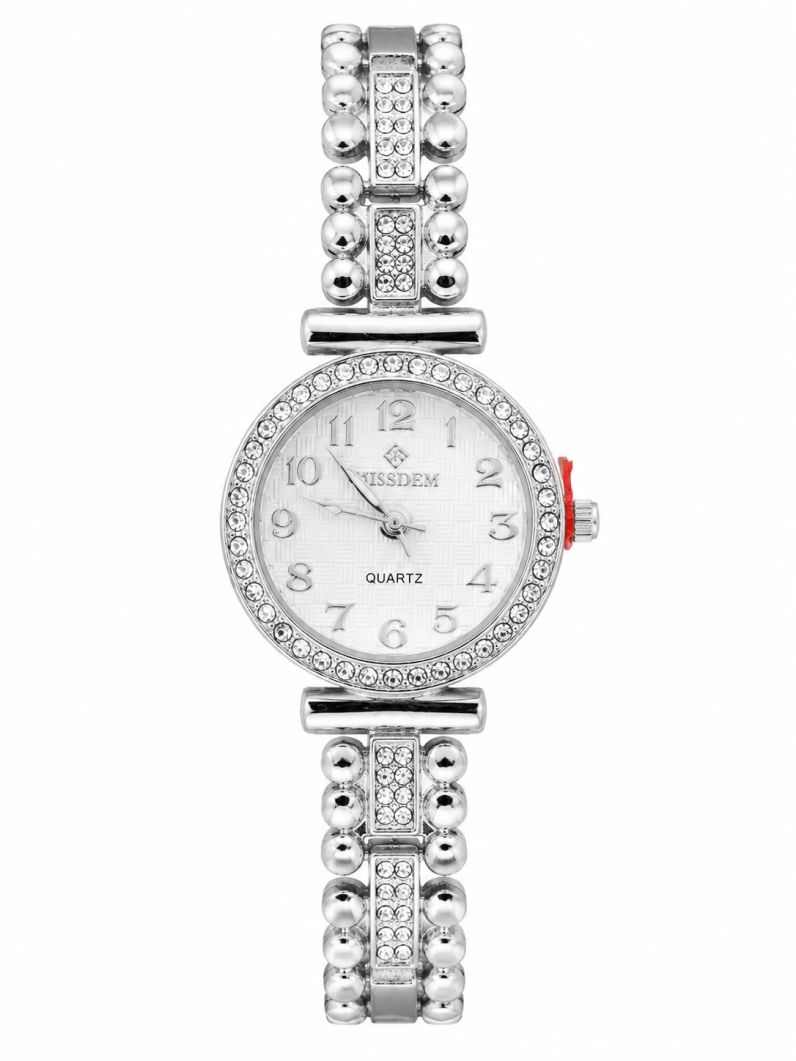 Relógio Katie - Design Prata e Branco