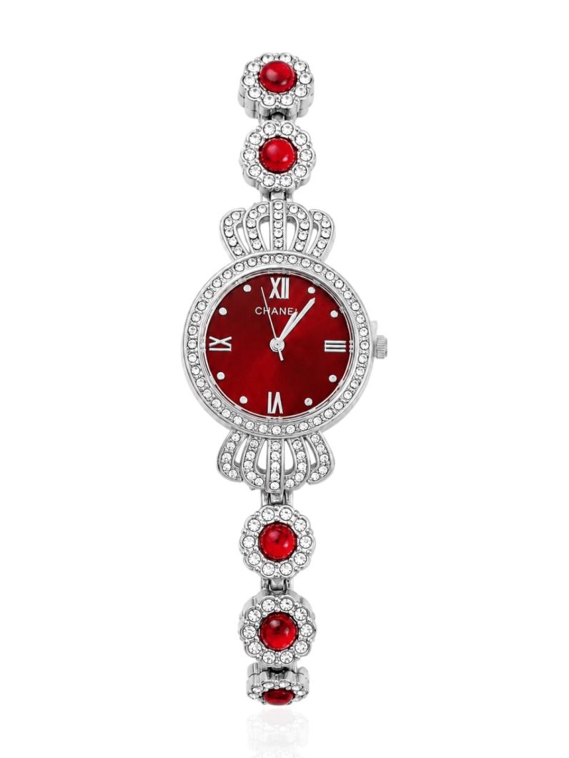 Relógio Lauren - Design Prata e Vermelho
