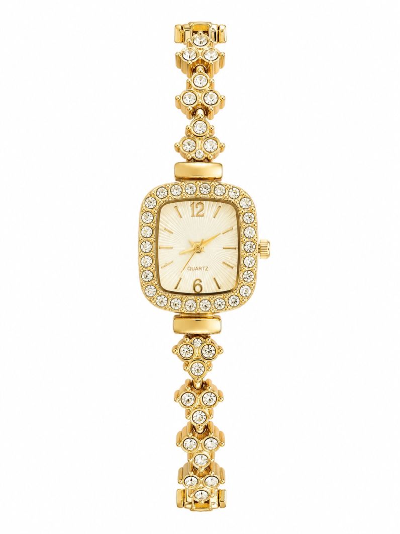 Relógio Lucy - Design Dourado e Branco