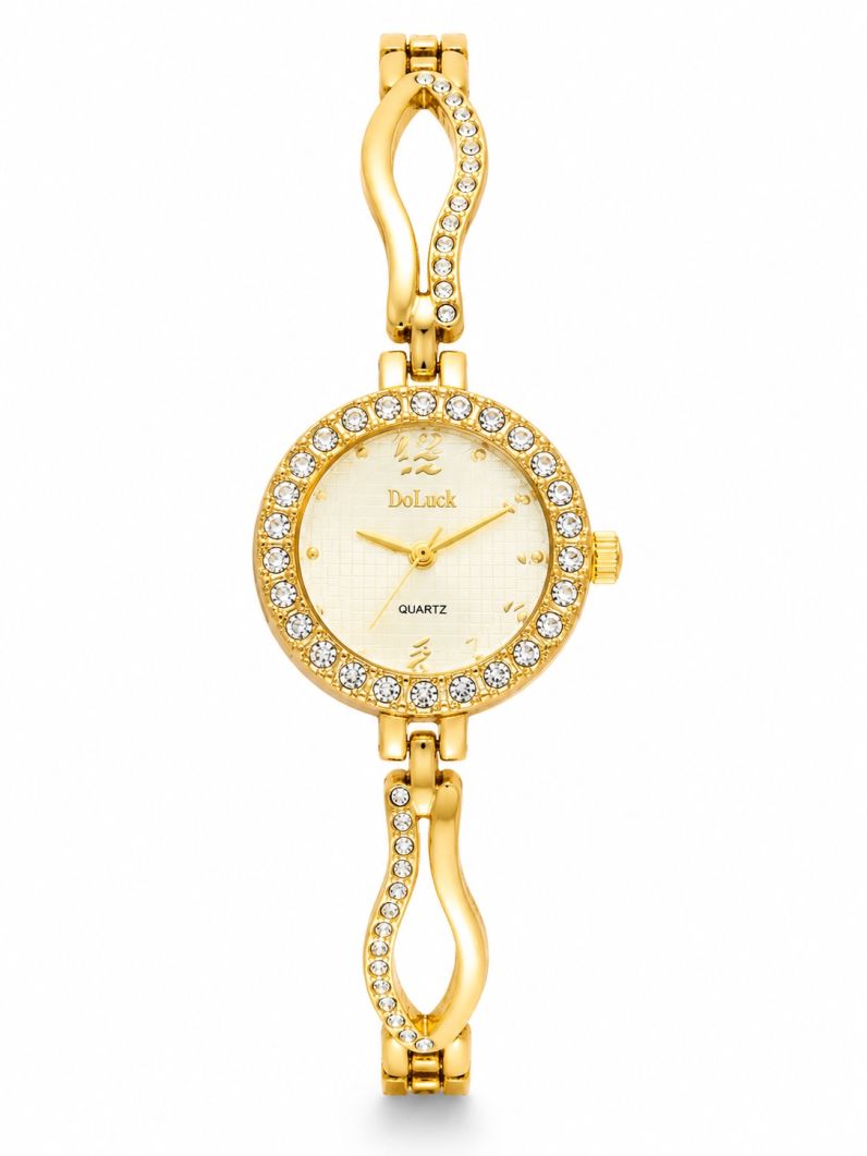 Relógio Vicky - Design Dourado e Branco