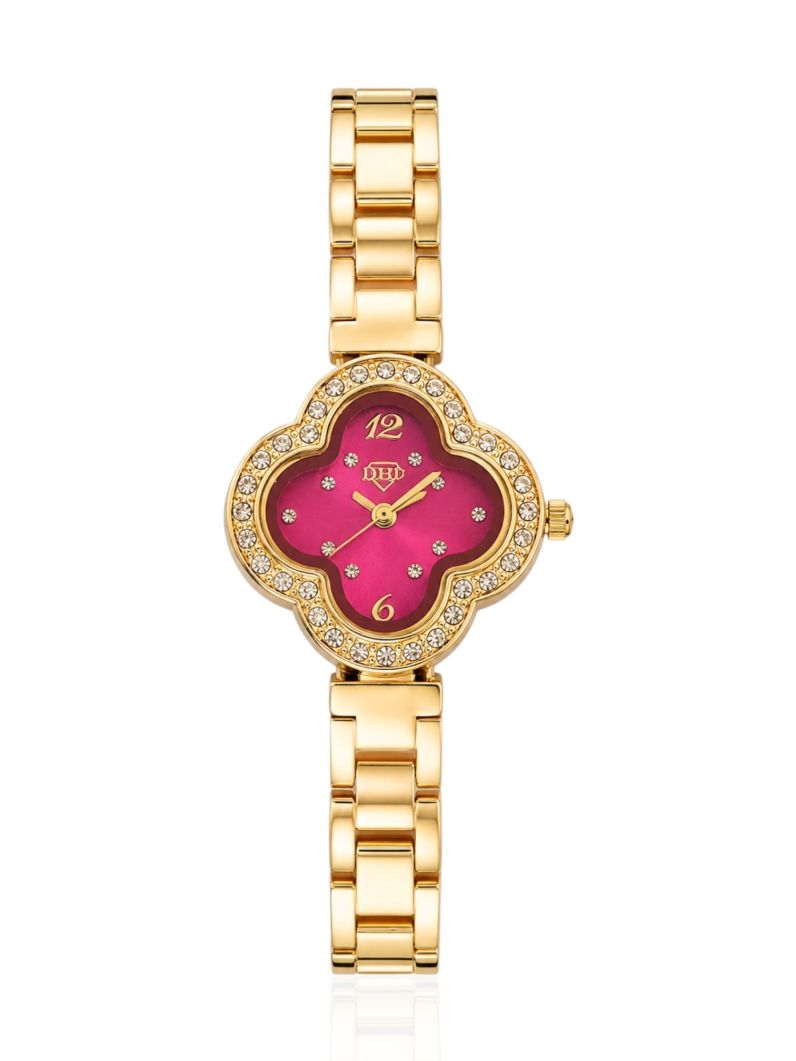 Relógio Virginia - Design Dourado e Pink