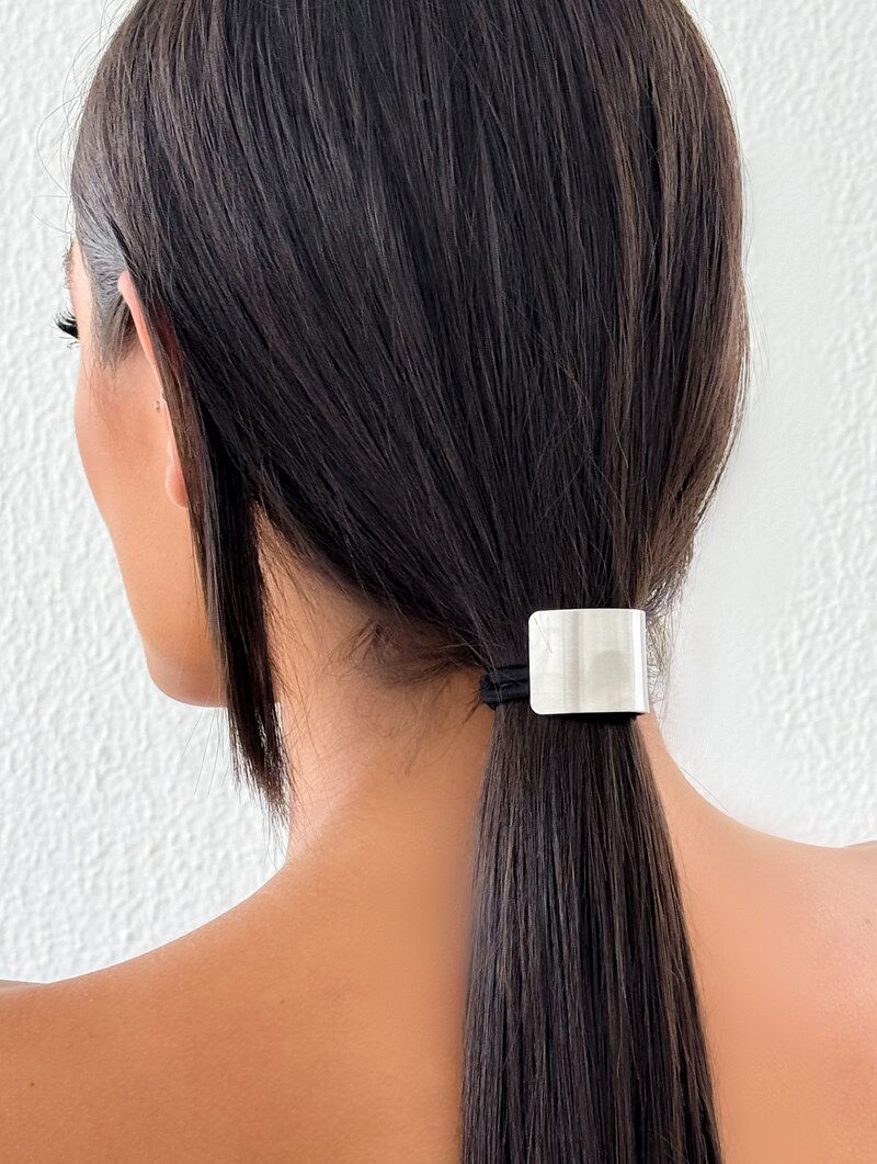 Scrunchie Folheado a Ouro 18k e Prata Meia Lua Lisa