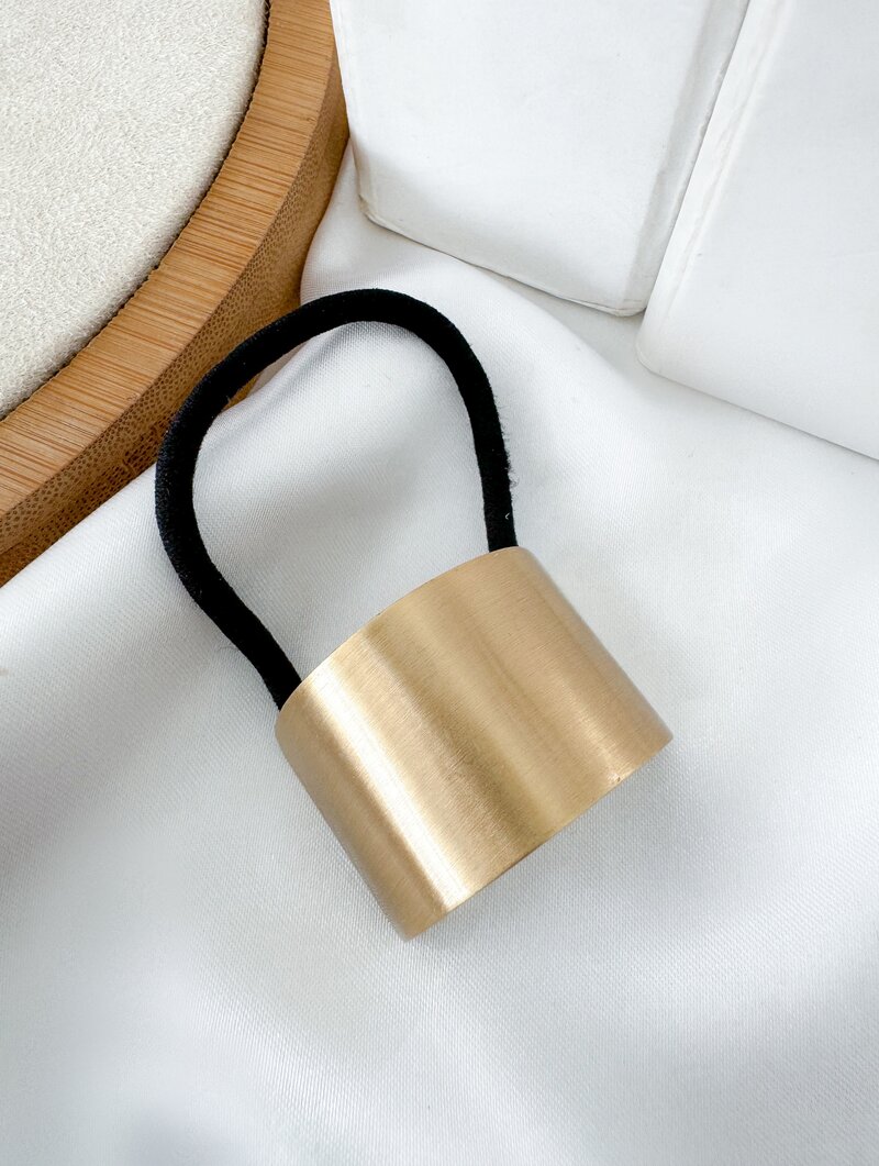 Scrunchie Folheado a Ouro 18k e Prata Meia Lua Lisa