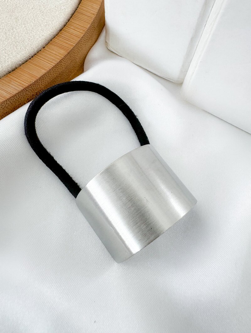 Scrunchie Folheado a Ouro 18k e Prata Meia Lua Lisa