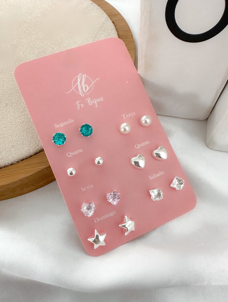 Semaninha Folheada a Ouro 18k e Prata 925 Corações, Pérolas e Pontos de Luz