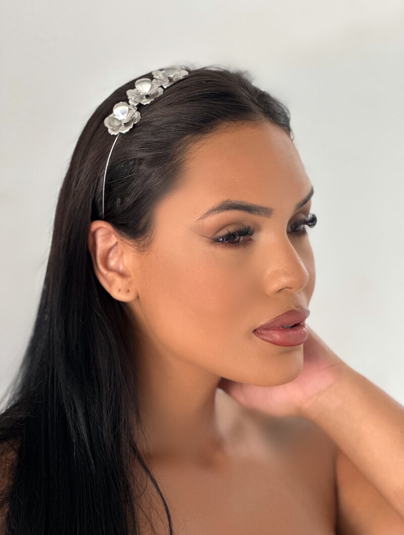 Tiara Folheada a Ouro 18k e Prata Flores