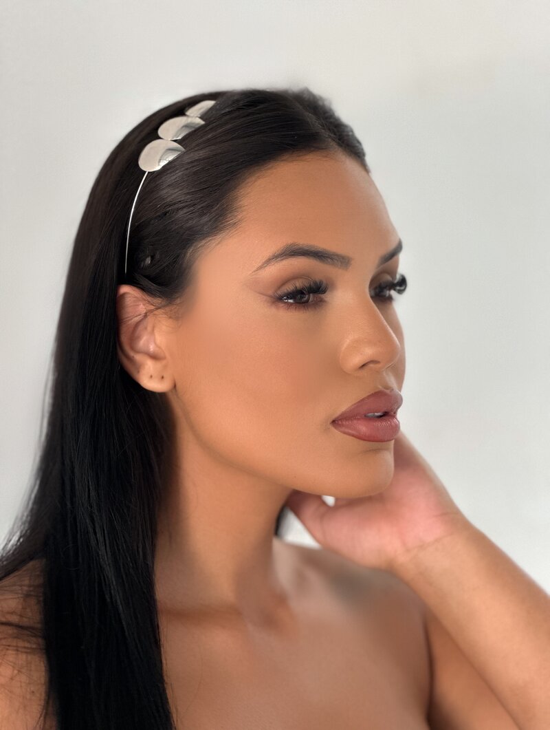 Tiara Folheada a Ouro 18k e Prata Gotas Escovadas