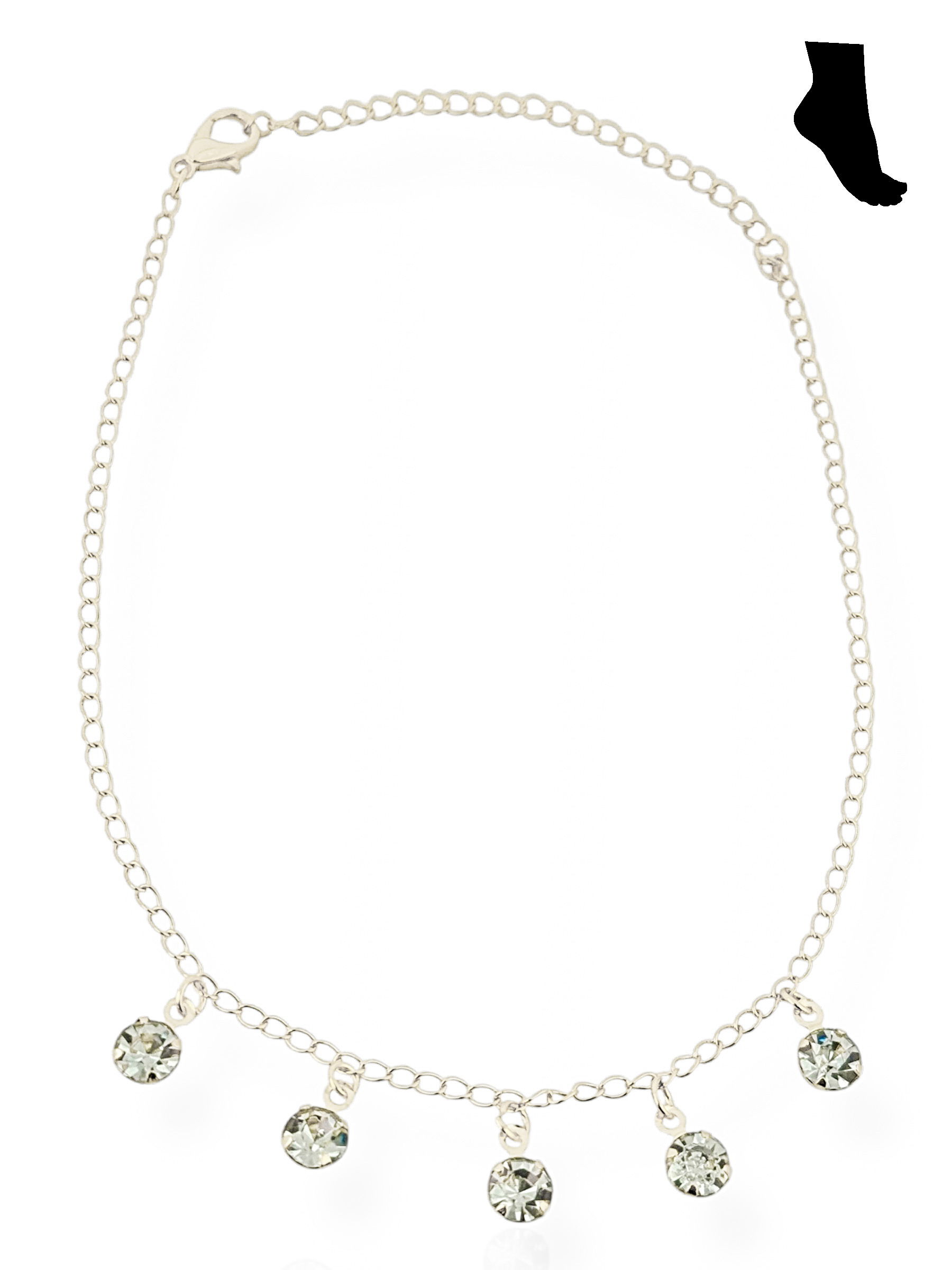 Tornozeleira Folheada a Ouro 18k e Prata Ponto de Luz