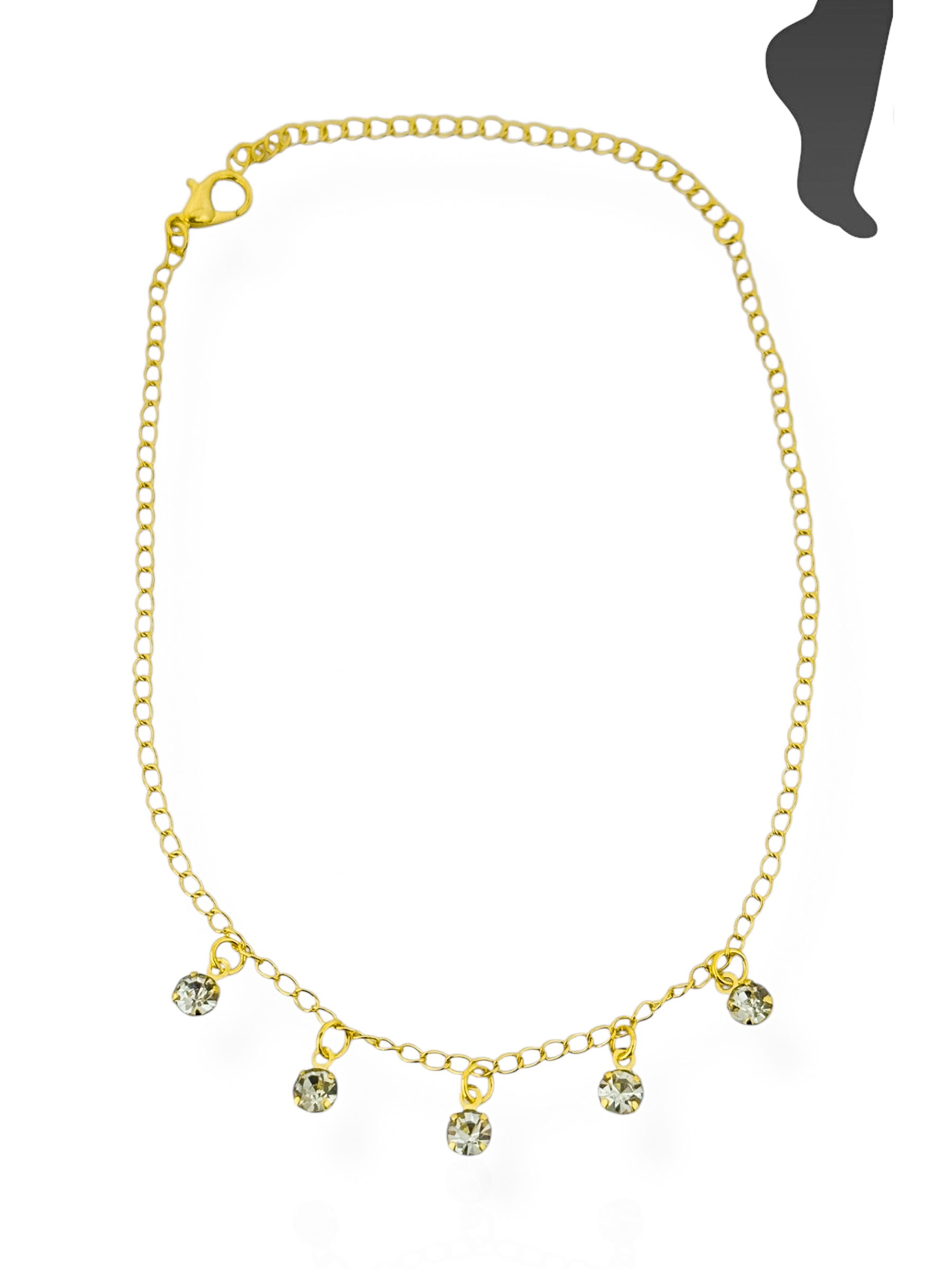 Tornozeleira Folheada a Ouro 18k e Prata Pontos de Luz