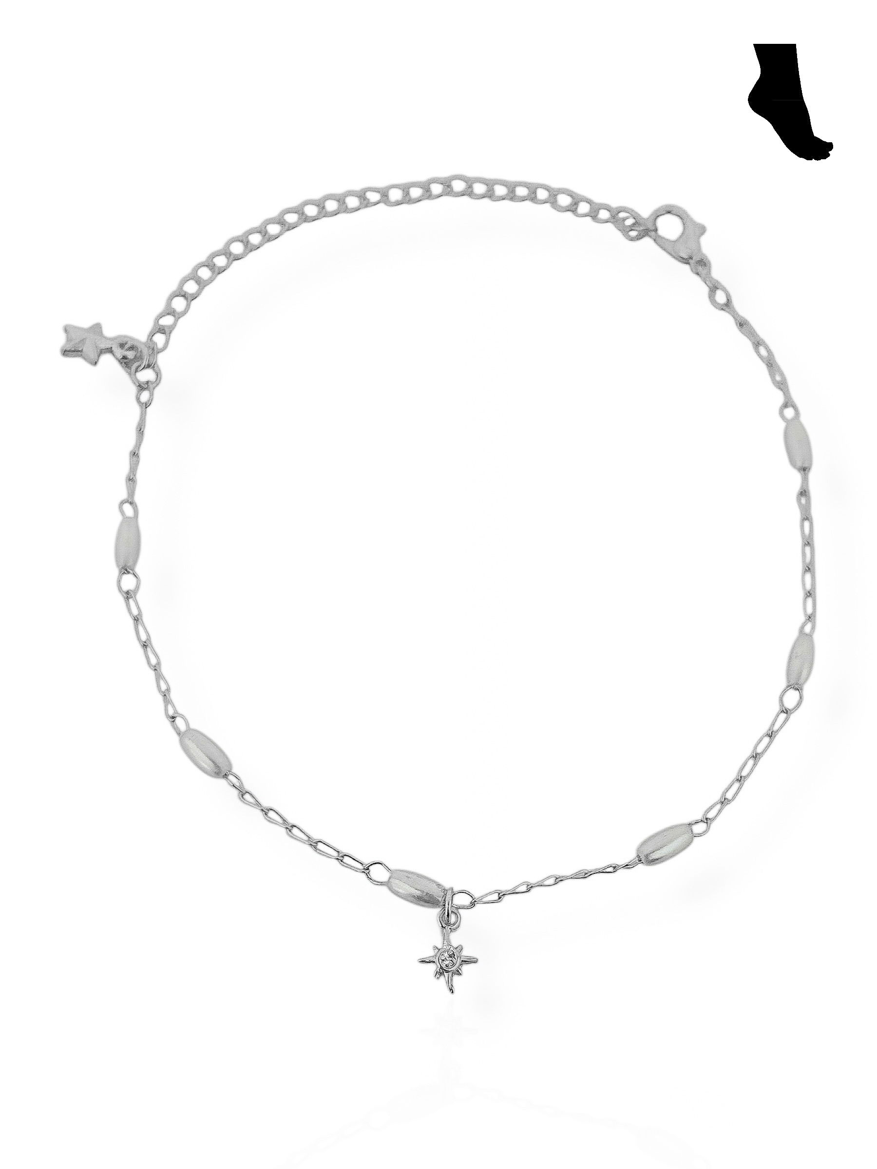 Tornozeleira Folheado a Ouro 18k e Prata Com Pérola