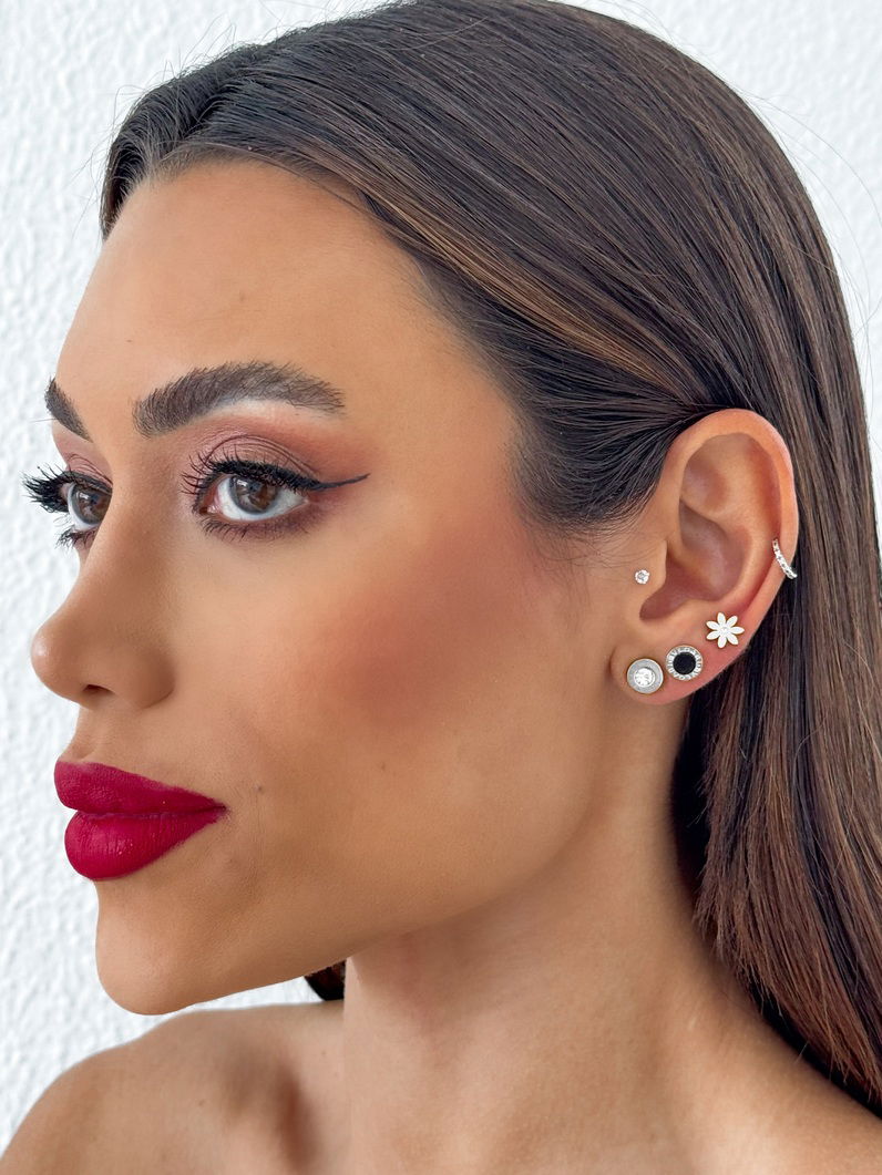 Trio de Brinco Aço noxidável Folheado a Ouro 18k e Prata Inspiração Grandes Marcas