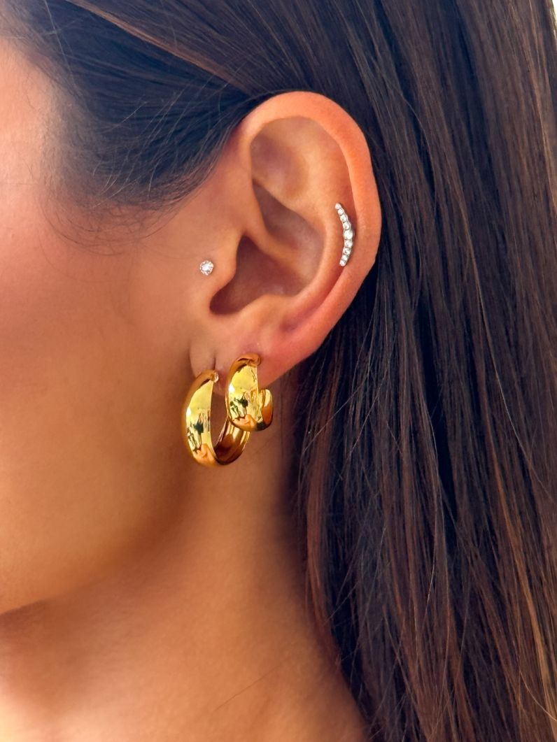 Trio de Brinco Folheado a Ouro 18k Argolas Design Oval