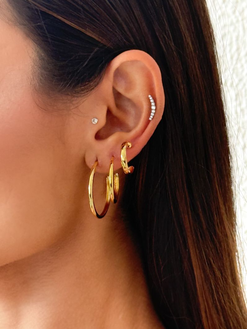 Trio de Brinco Folheado a Ouro 18k Argolas Lisas