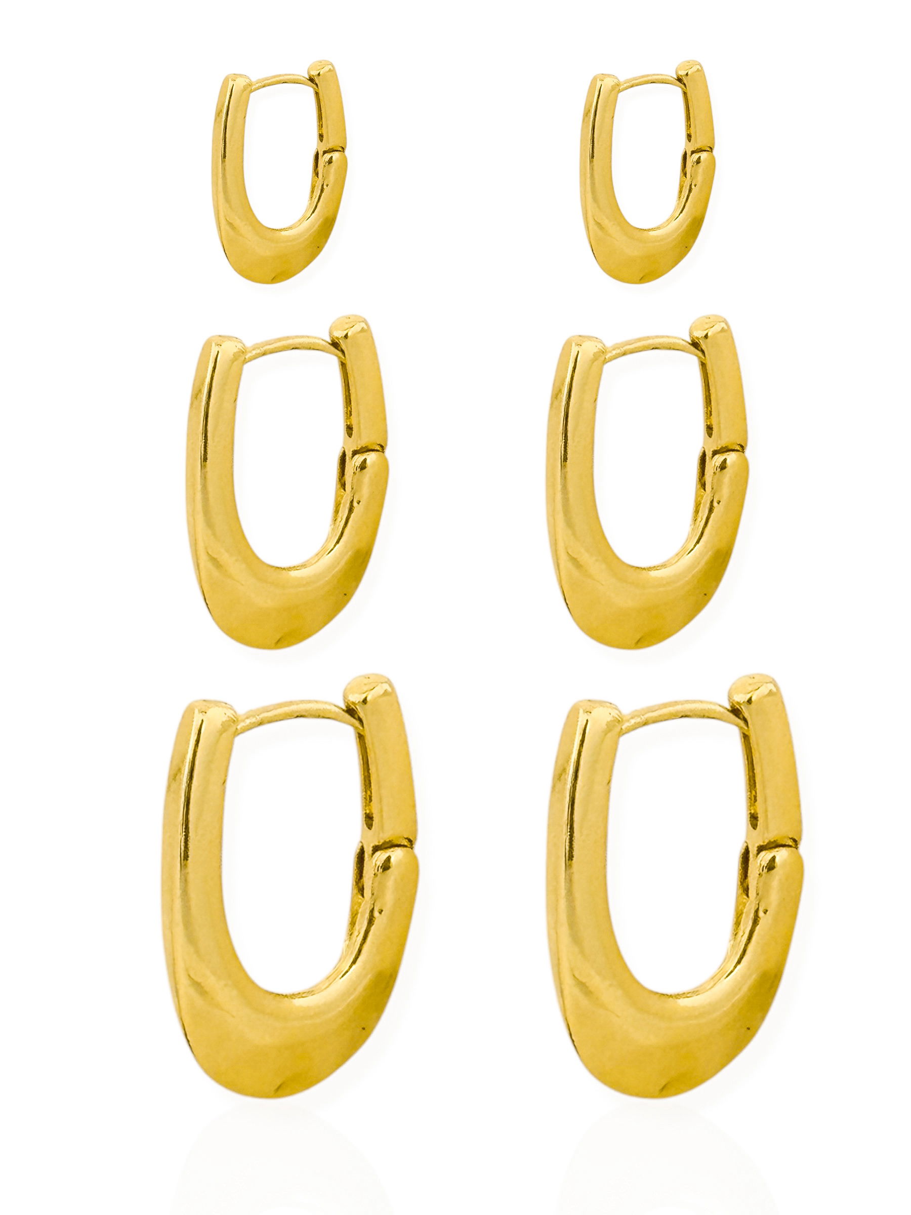 Trio de Brinco Folheado a Ouro 18k e Prata Argola