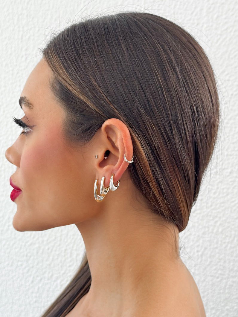 Trio de Brinco Folheado a Ouro 18k e Prata Argola