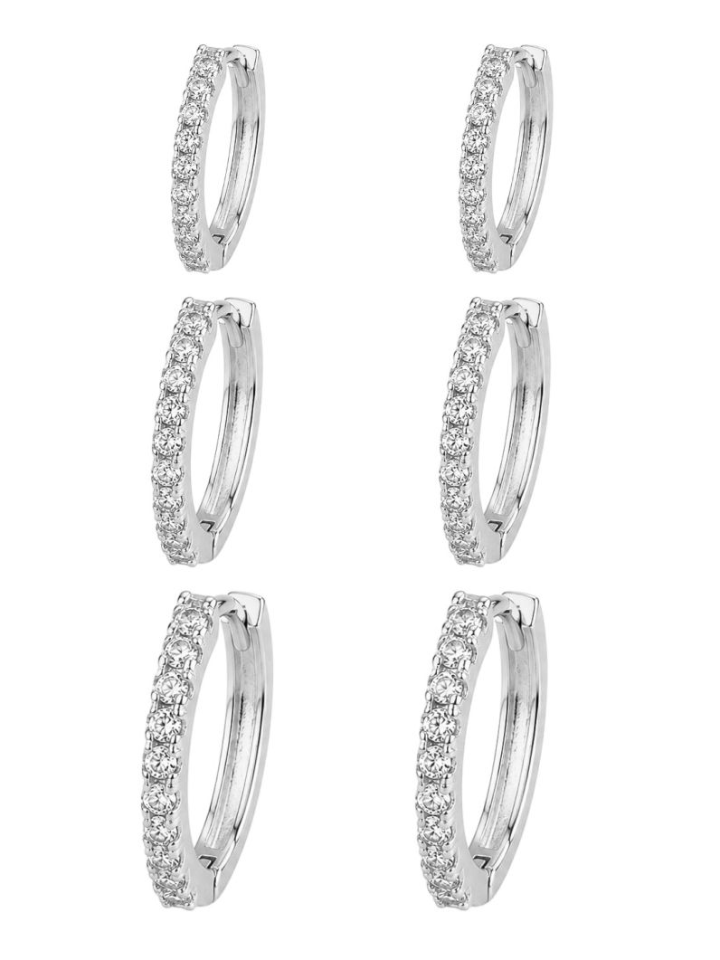 Trio de Brinco Folheado a Ouro 18k e Prata Argola Com Micro Zirconia