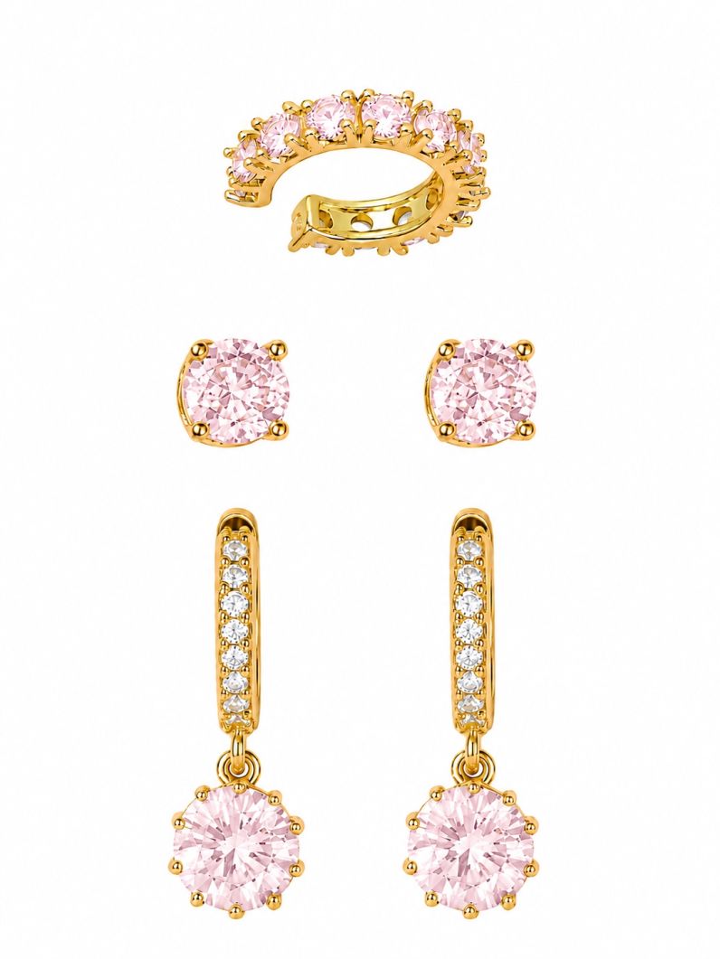 Trio de Brinco Folheado a Ouro 18k e Prata Argola com Pontos de Luz