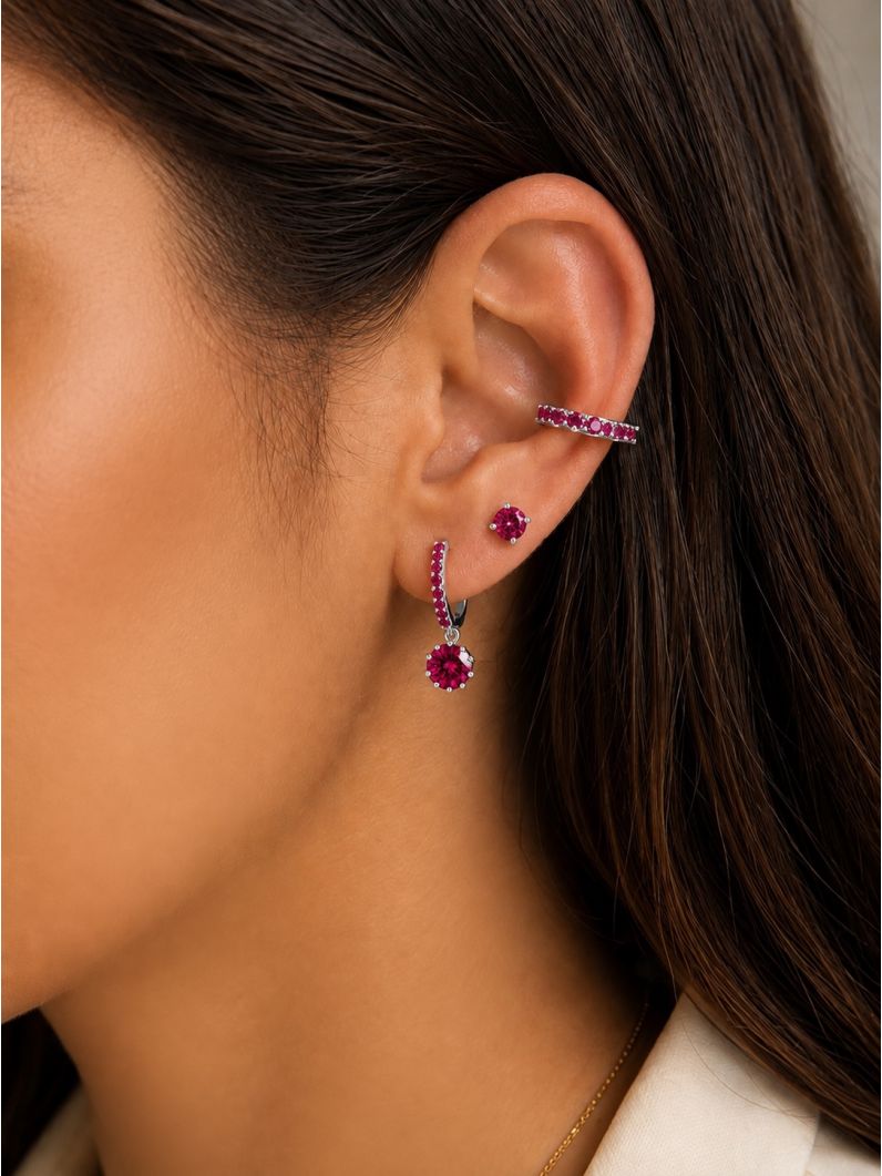 Trio de Brinco Folheado a Ouro 18k e Prata Argola com Pontos de Luz