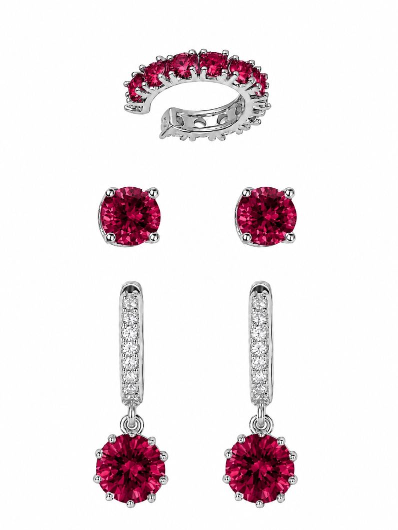 Trio de Brinco Folheado a Ouro 18k e Prata Argola com Pontos de Luz