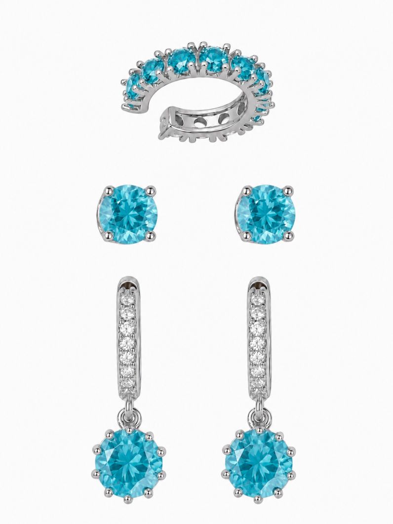 Trio de Brinco Folheado a Ouro 18k e Prata Argola com Pontos de Luz