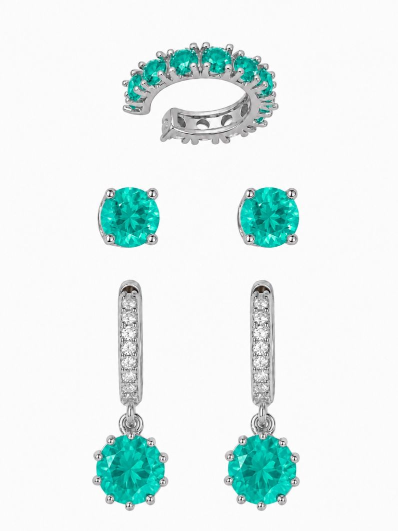 Trio de Brinco Folheado a Ouro 18k e Prata Argola com Pontos de Luz