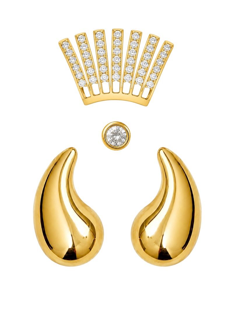 Trio de Brinco Folheado a Ouro 18k e Prata Argola Cravejada e Gota