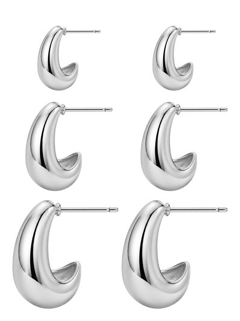 Trio de Brinco Folheado a Ouro 18k e Prata Argola Design Gota