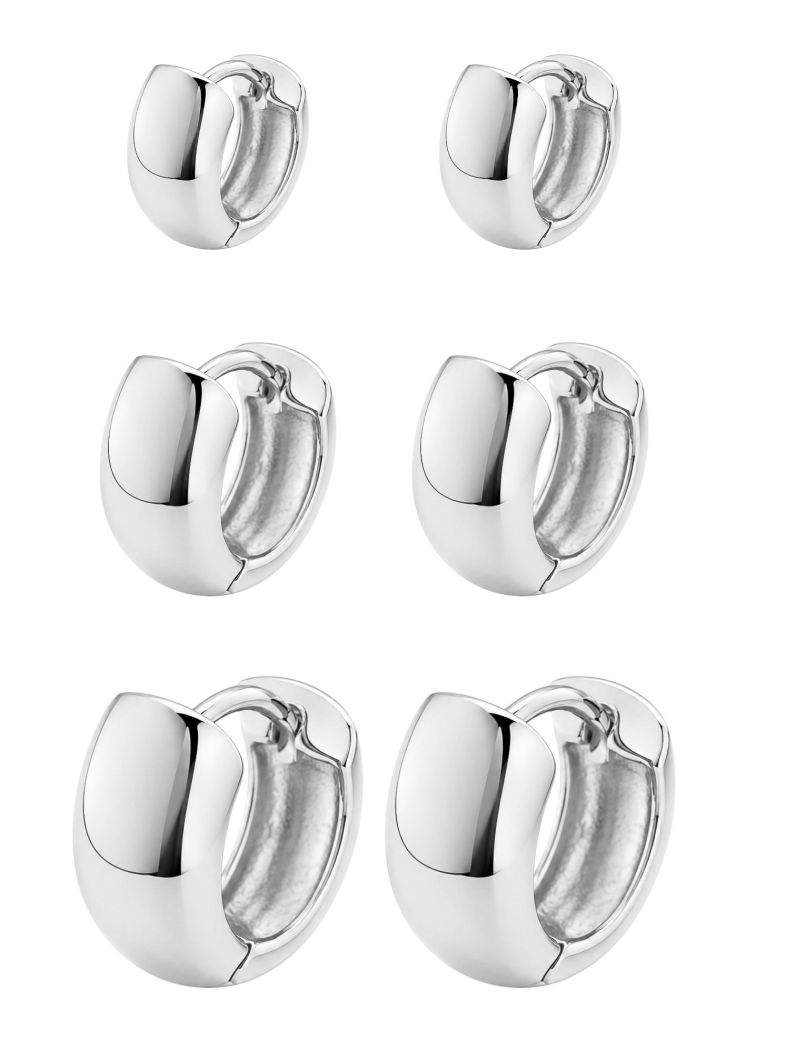 Trio de Brinco Folheado a Ouro 18k e Prata Argola Grossa
