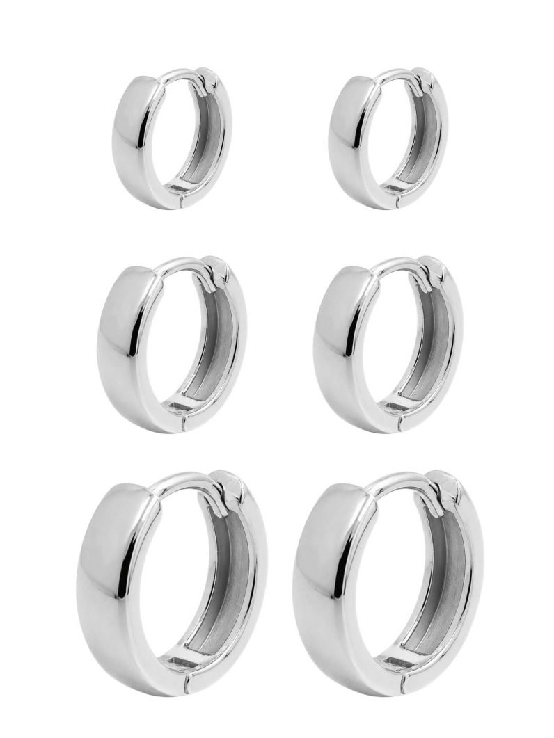 Trio de Brinco Folheado a Ouro 18k e Prata Argola Lisa