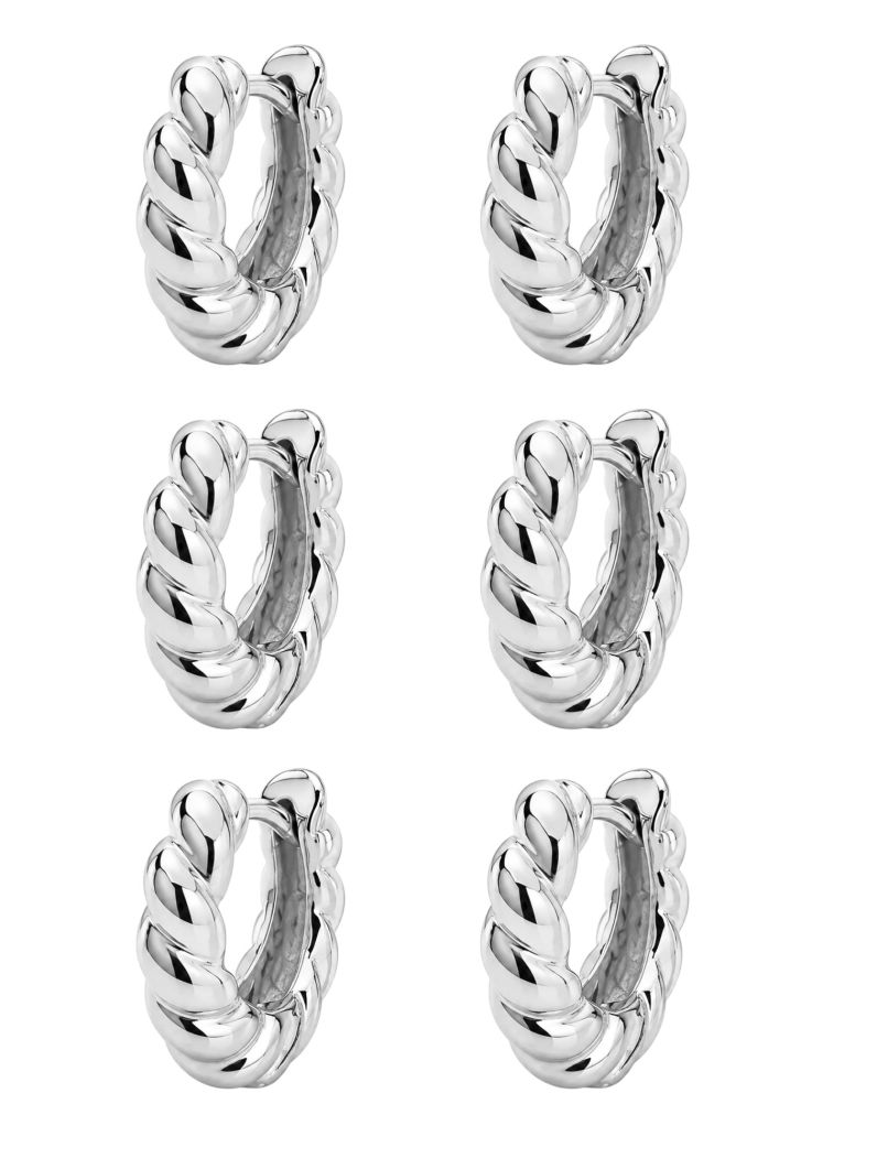 Trio de Brinco Folheado a Ouro 18k e Prata Argola Torcido
