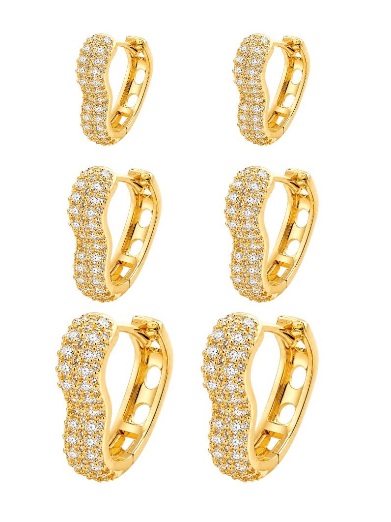 Trio de Brinco Folheado a Ouro 18k e Prata Argolas Design Coração