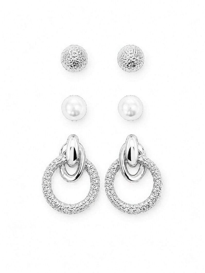 Trio de Brinco Folheado a Ouro 18k e Prata Argolas Design Lisa