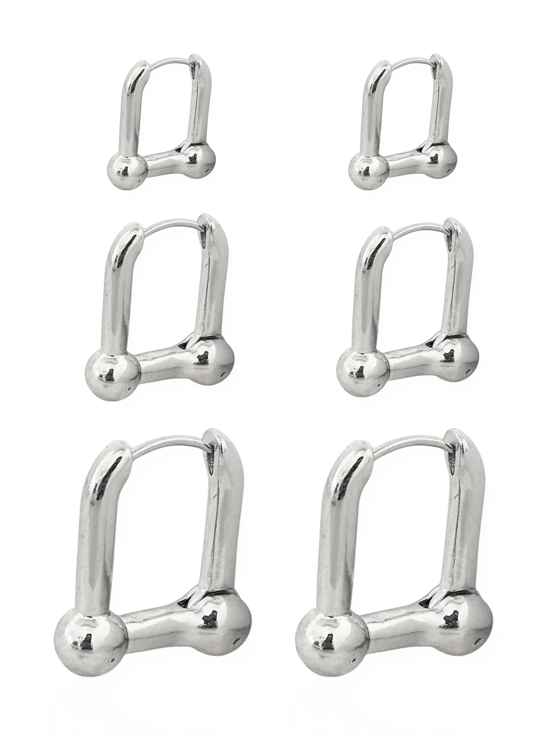 Trio de Brinco Folheado a Ouro 18k e Prata Argolas Inspiração Grandes Marcas