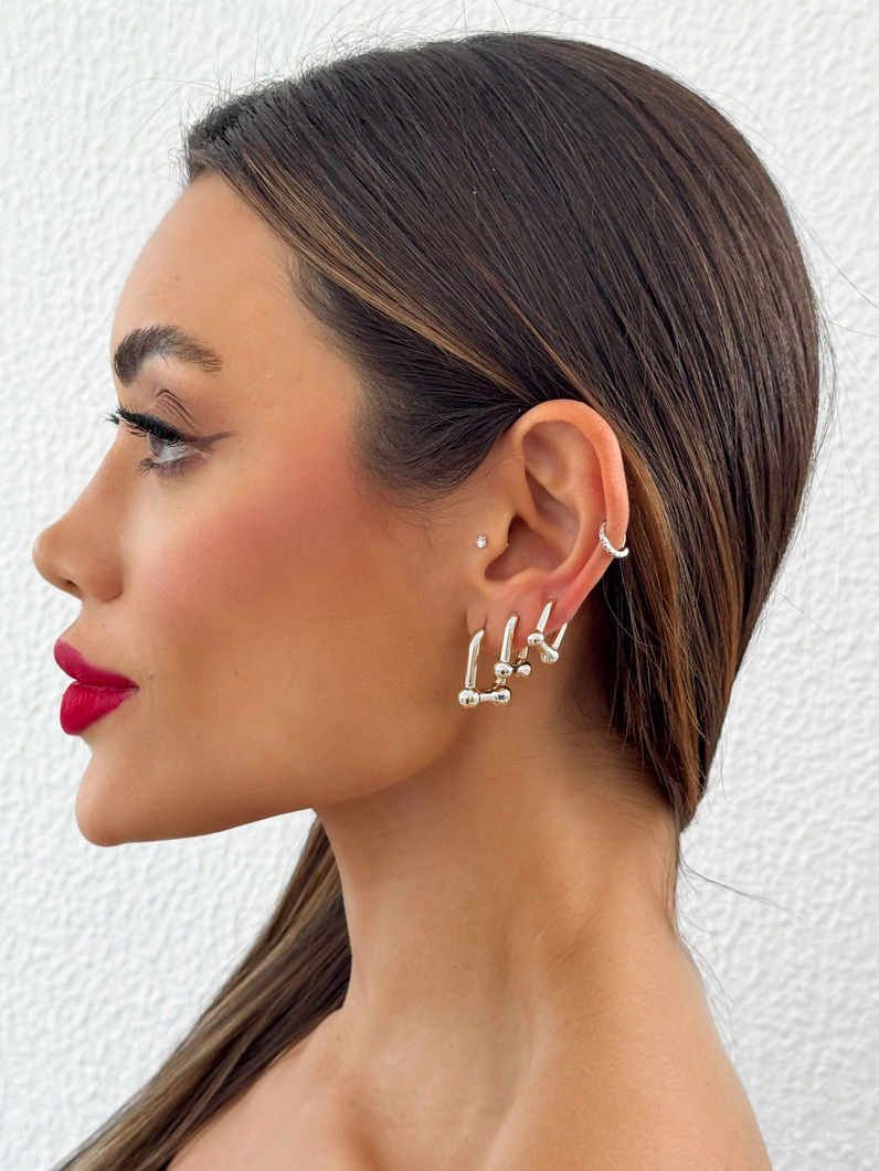 Trio de Brinco Folheado a Ouro 18k e Prata Argolas Inspiração Grandes Marcas