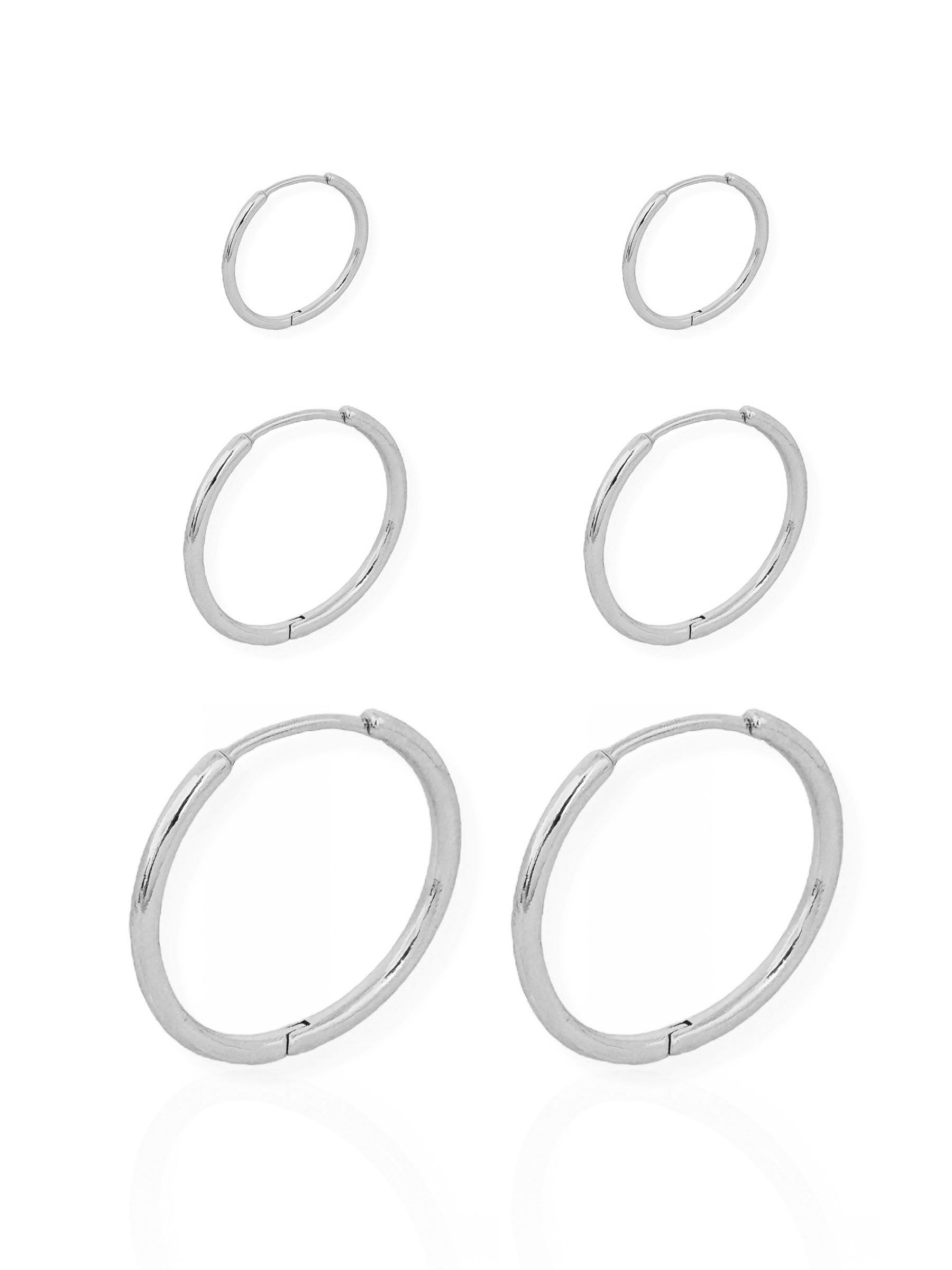 Trio de Brinco Folheado a Ouro 18k e Prata Argolas Lisas