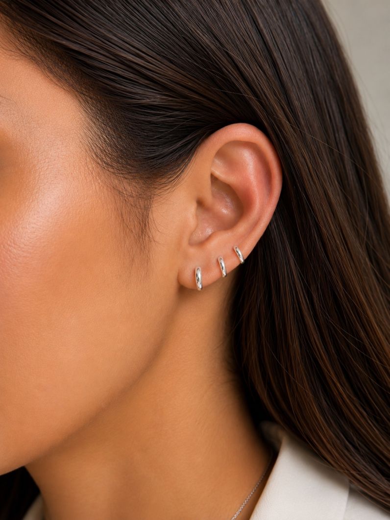 Trio de Brinco Folheado a Ouro 18k e Prata Argolinhas