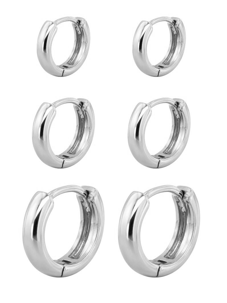 Trio de Brinco Folheado a Ouro 18k e Prata Argolinhas
