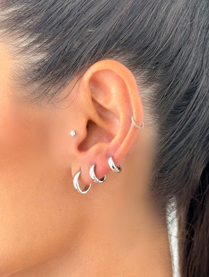 Trio de Brinco Folheado a Ouro 18k e Prata Argolinhas Lisas