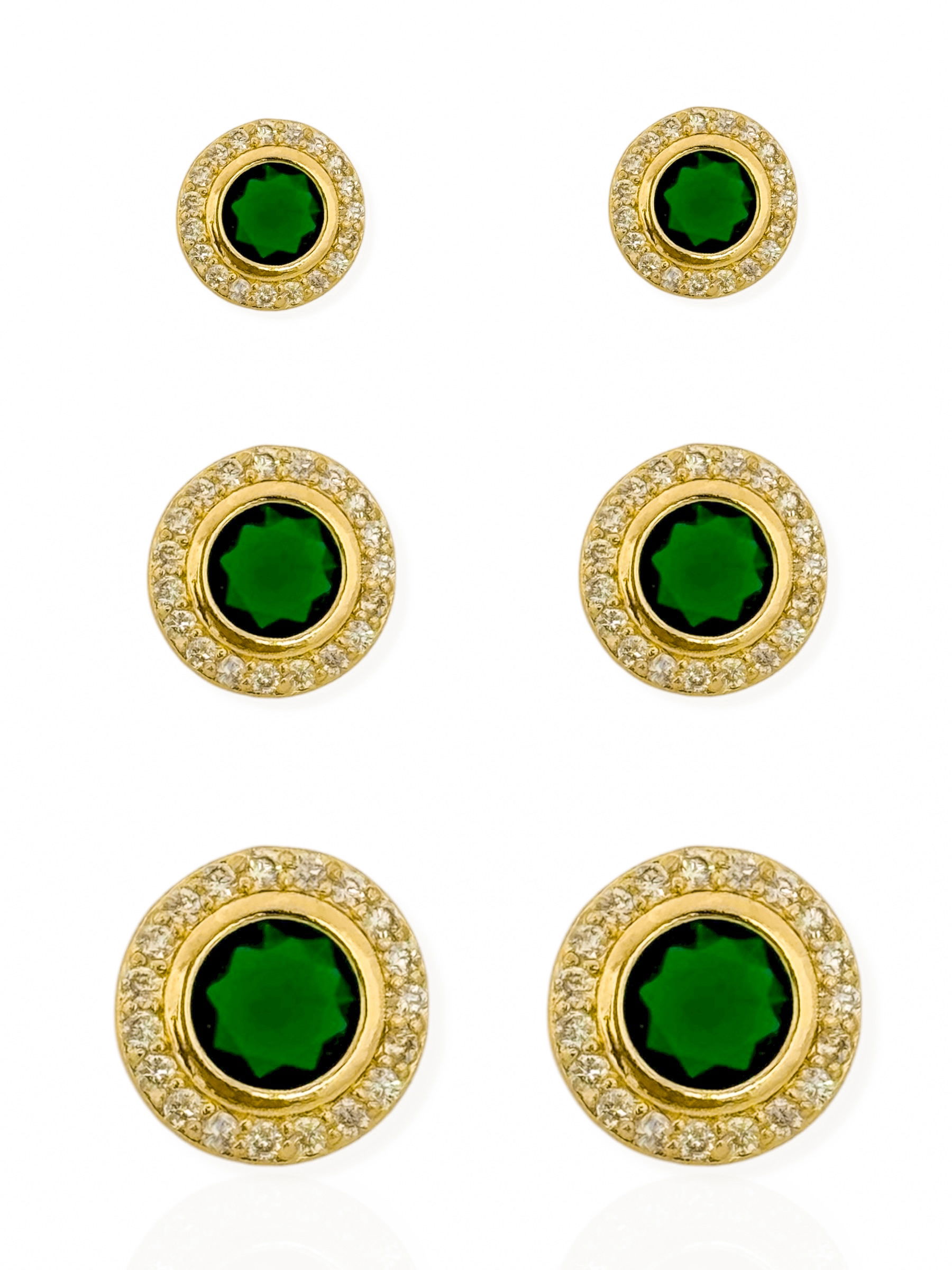 Trio de Brinco Folheado a Ouro 18k e Prata Círculos Com Zircônias Coloridos