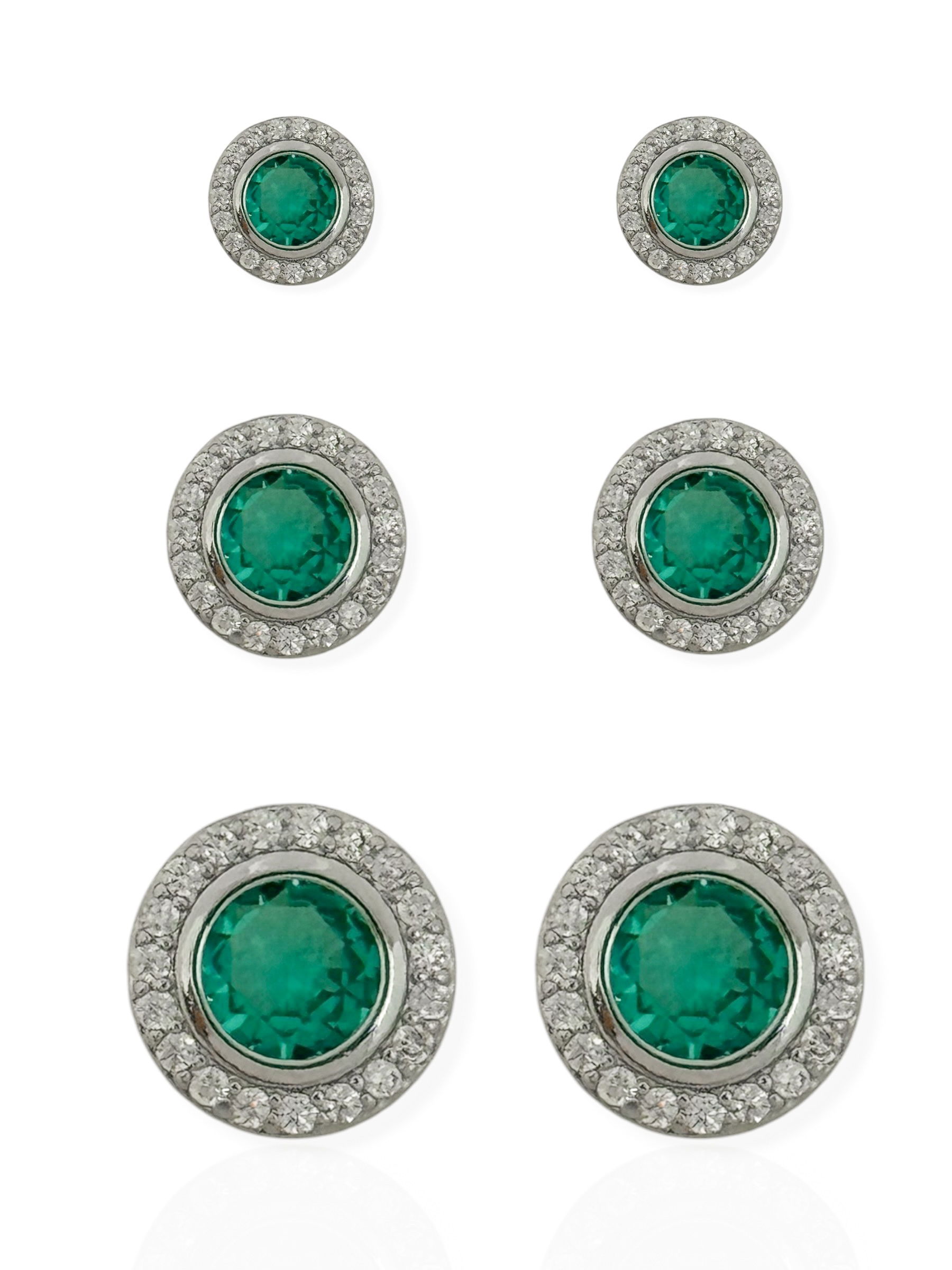 Trio de Brinco Folheado a Ouro 18k e Prata Círculos Com Zircônias Coloridos