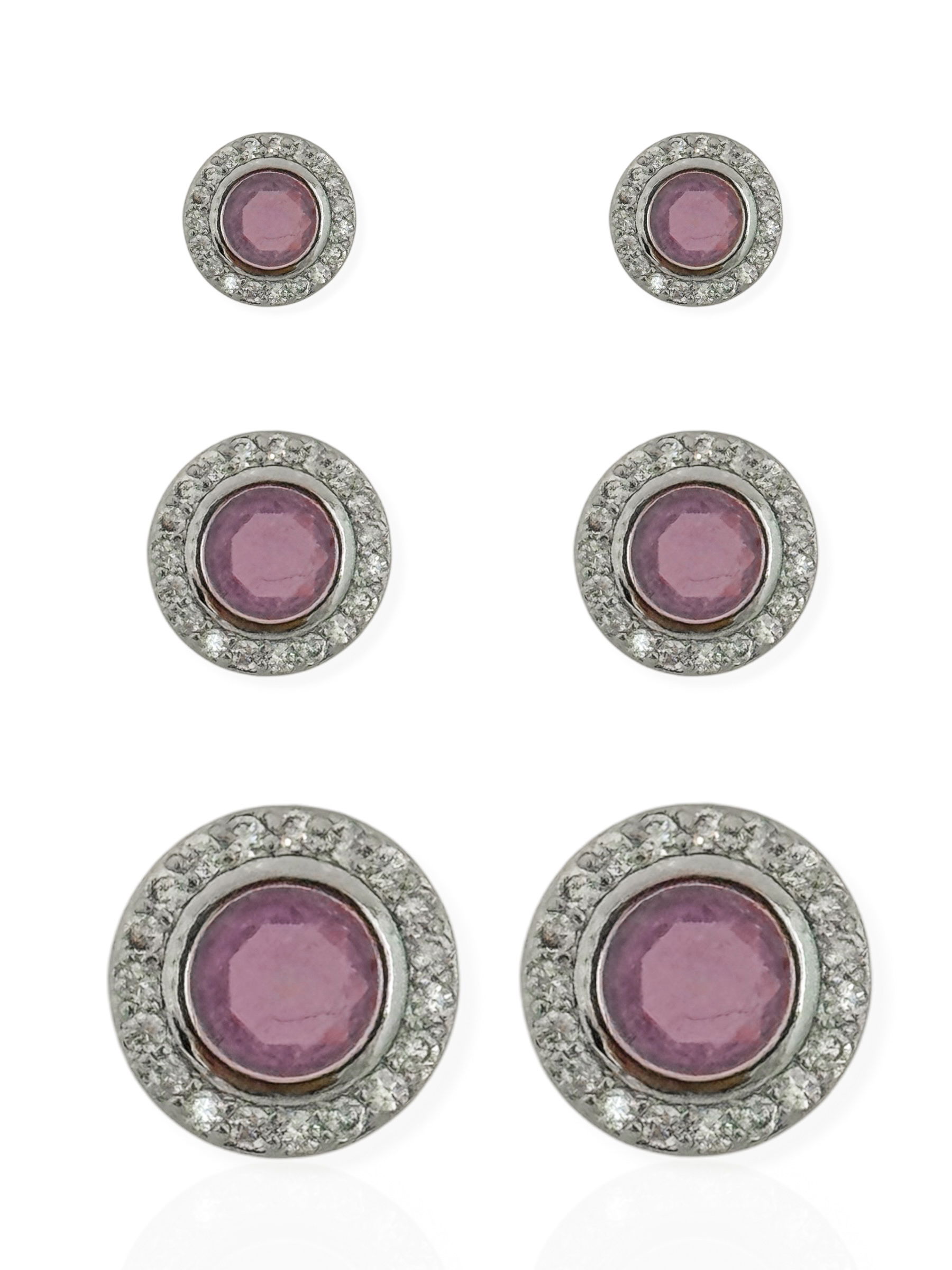 Trio de Brinco Folheado a Ouro 18k e Prata Círculos Com Zircônias Coloridos