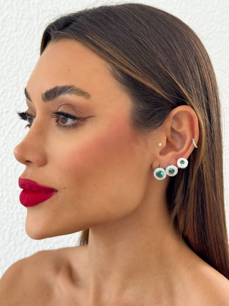 Trio de Brinco Folheado a Ouro 18k e Prata Círculos Com Zircônias Coloridos