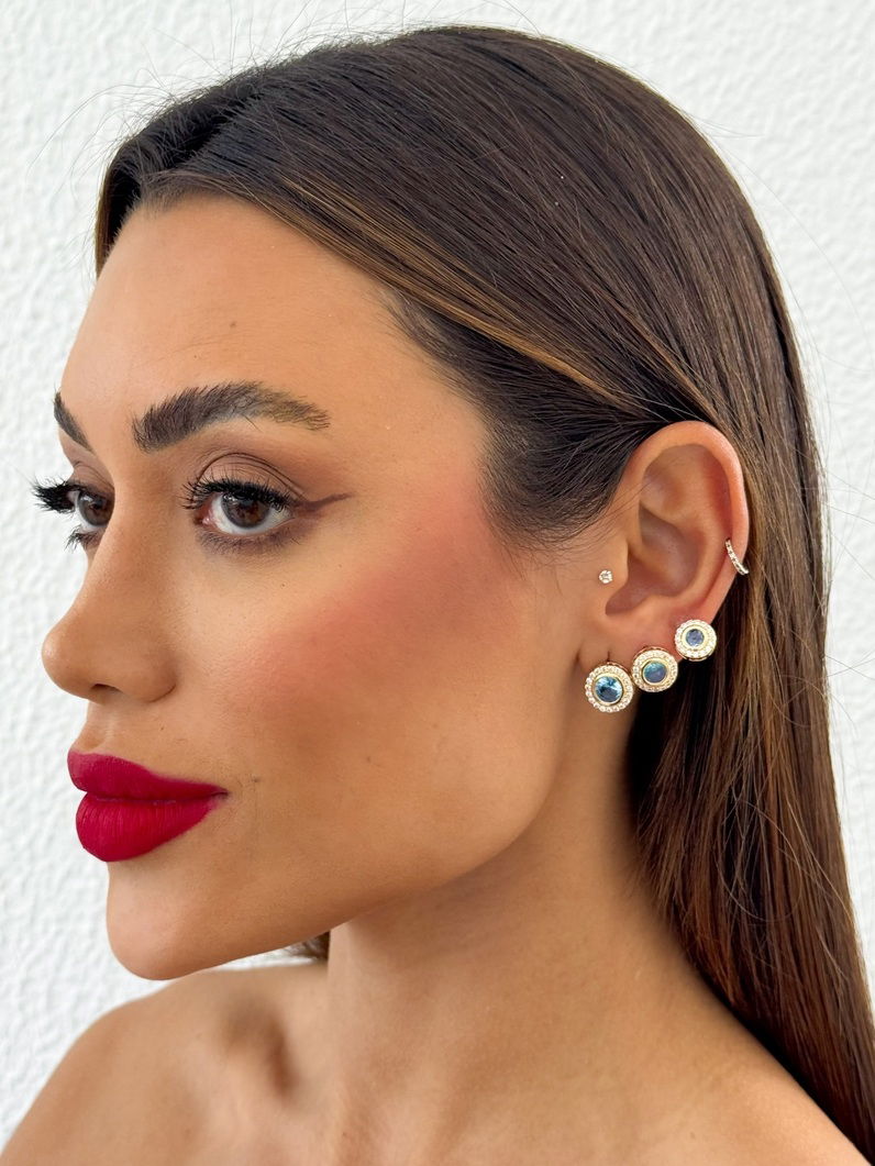 Trio de Brinco Folheado a Ouro 18k e Prata Círculos Com Zircônias Coloridos