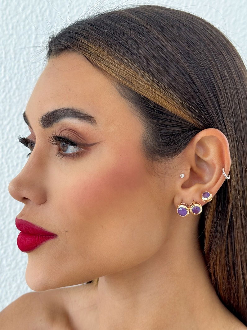 Trio de Brinco Folheado a Ouro 18k e Prata Circulos Resinados Coloridos