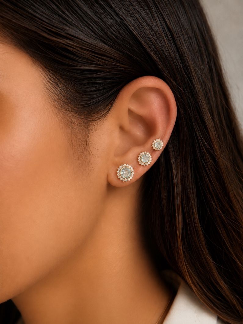 Trio de Brinco Folheado a Ouro 18k e Prata Cristal Com Zircônias