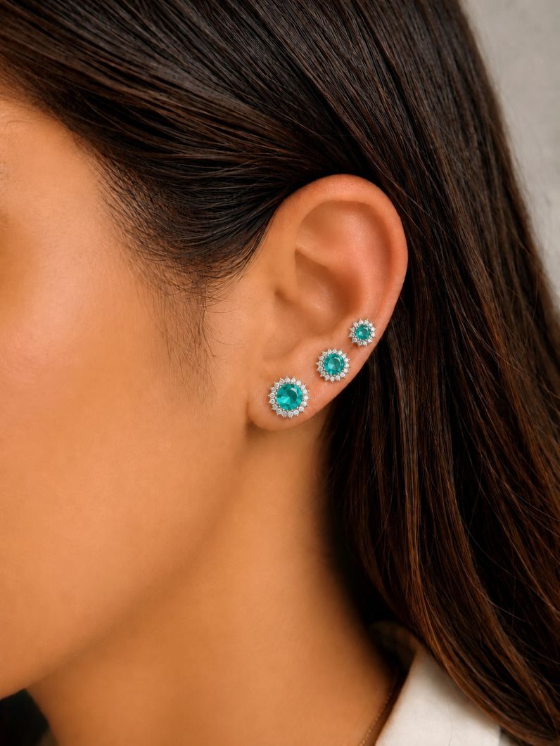 Trio de Brinco Folheado a Ouro 18k e Prata Cristal Com Zircônias